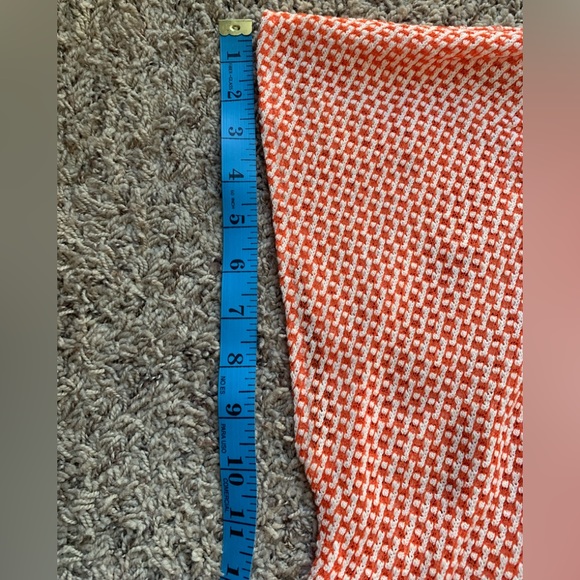 ANTHROPOLOGIE EVA FRANCO Feather Blouse Orange& White NWT ShortSleeves SZ L Rare - Picture 14 of 16